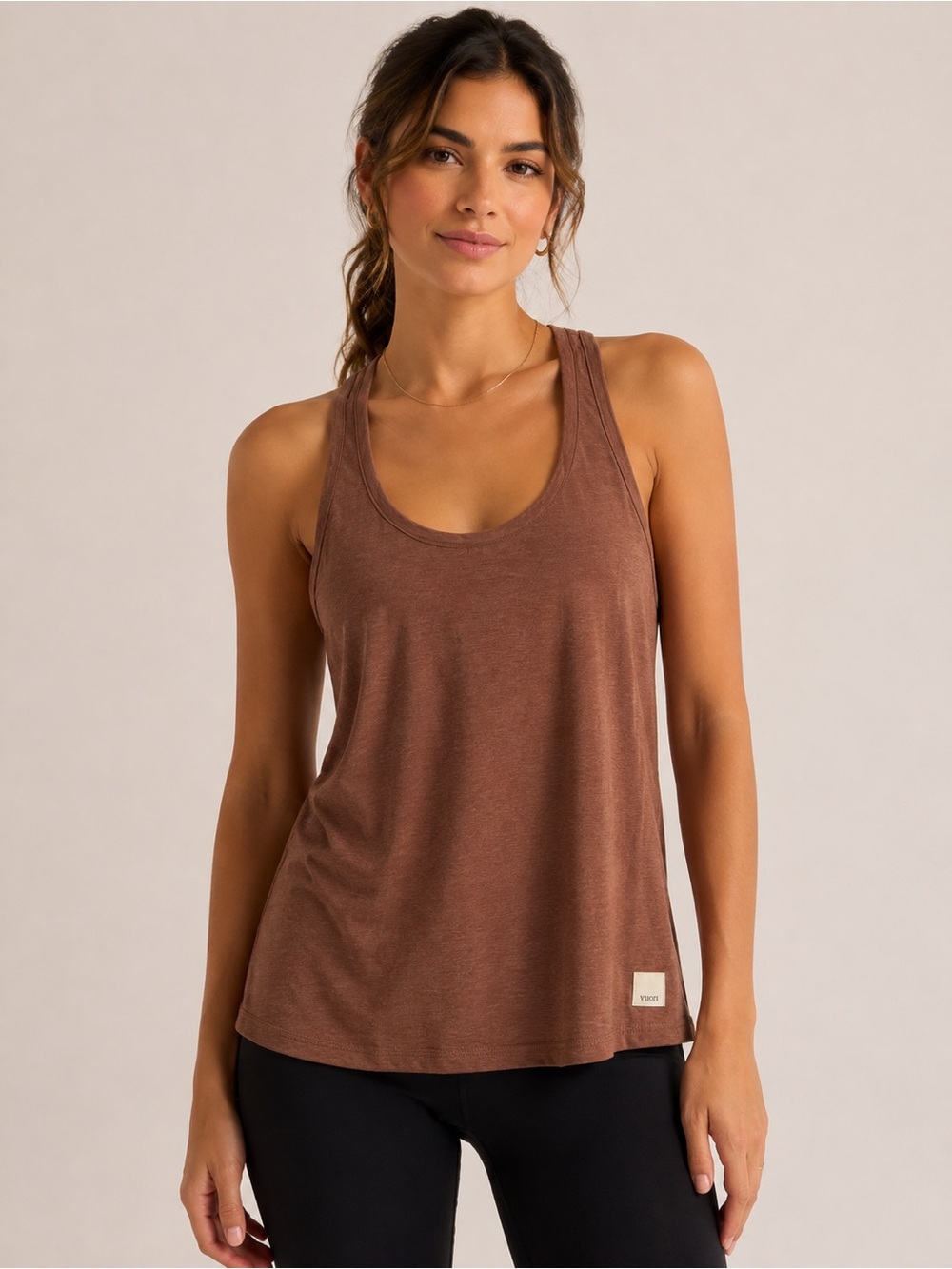 Vuori Lux Performance Tank Brown Racerback Athletic Top Small